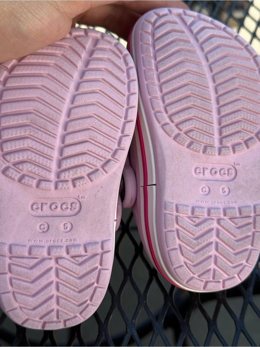 CROCS Clogs for Toddler/ Kids Light Pink Classic Clog with Hot Pink Accent